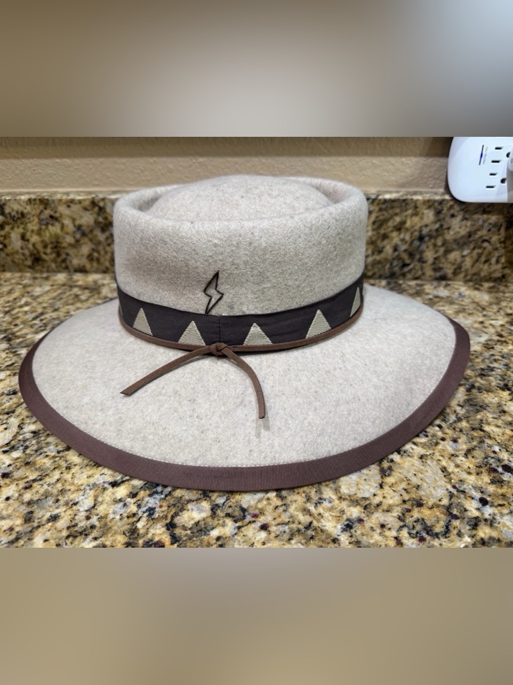Free People Ruediger Pyramid Felt Gambler Wide Brim Australian Wool Hat Women M